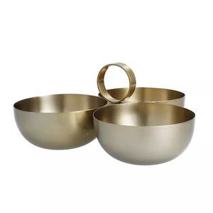 Scott Living Holiday Three Compartment Serving Bowl Antique Brass NWT